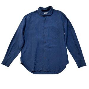 Loro Piana Men's XXL Silk Button Up Shirt Long Sleeve Navy Blue